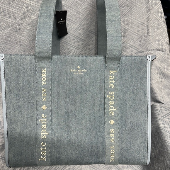 KateSpade Lg Denim Tote - Picture 1 of 5